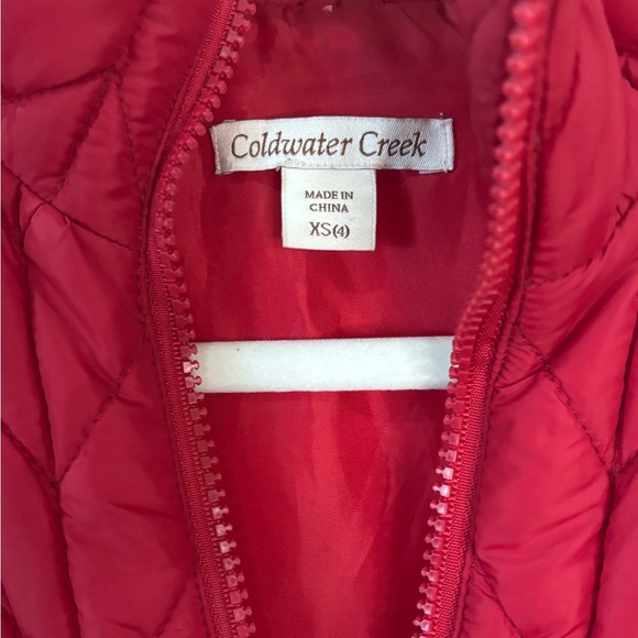 Red Quilted Puffer Vest Jacket Size XS 4 Coldwater Creek - Picture 2 of 5